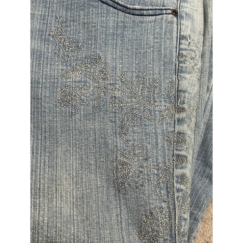 Vintage Y2k Embroidered Denim Capris Womens 16 90s Cottage Boho Grunge Retro - Picture 10 of 11